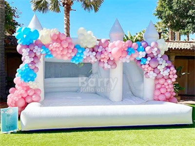 white jumping castle white bouncy castle with slide